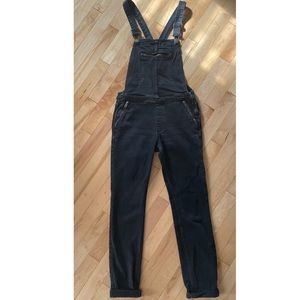 Free People Black Washed Denim Overalls